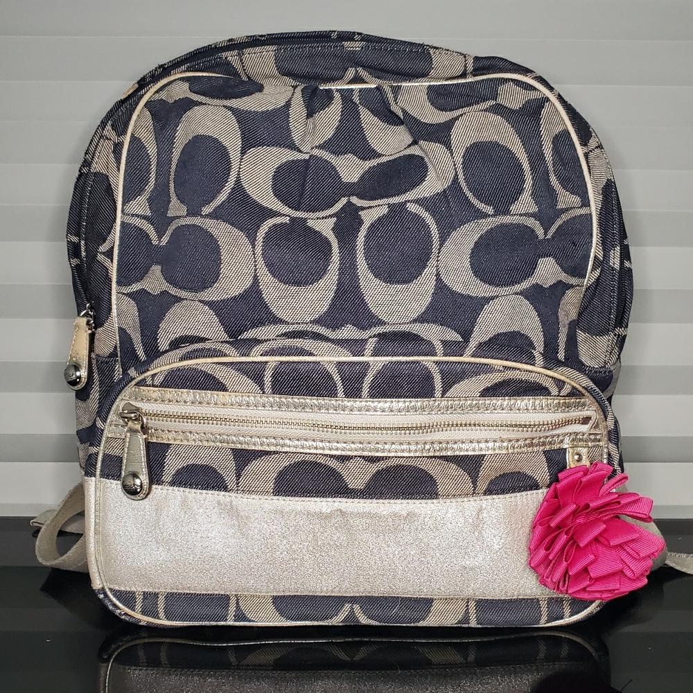 Coach Signature | Backpack | Size OS | Blue/Silver
